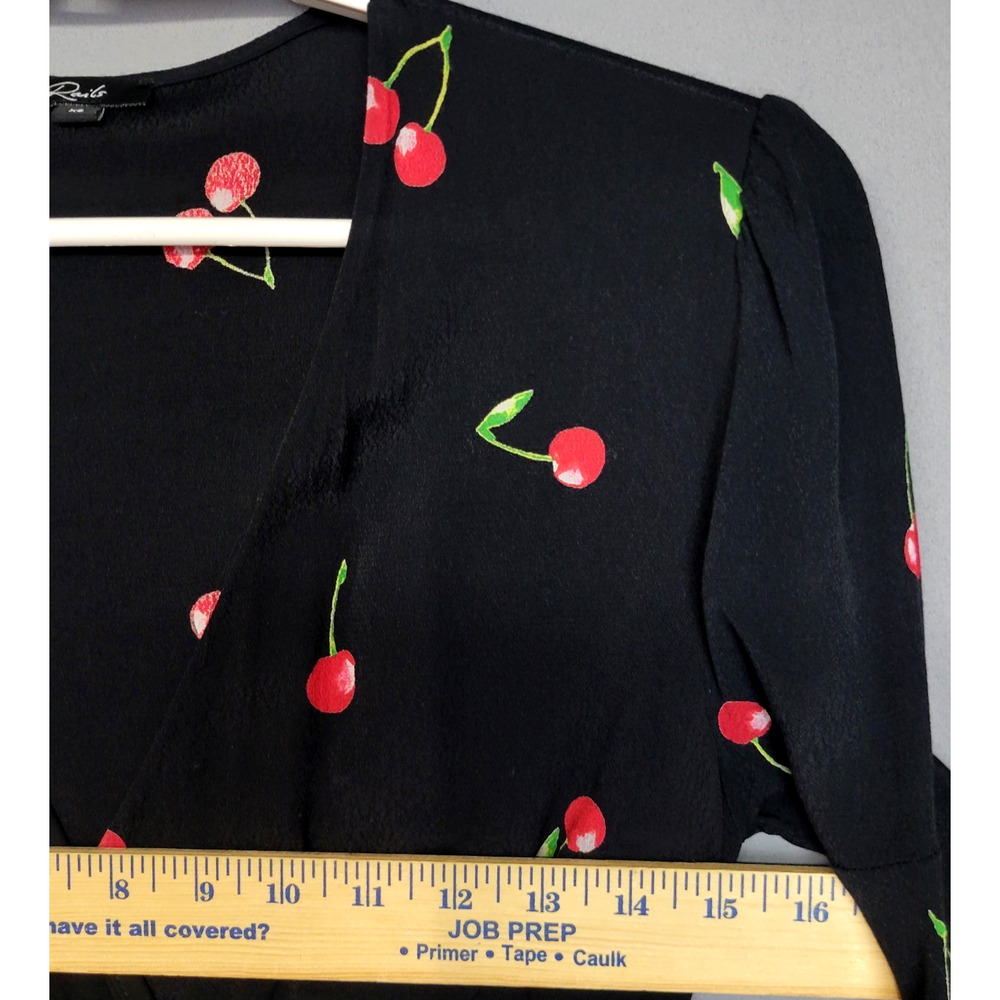Rails‎ Aimee Wrap Style Cerise Cherry Dress Black Red Womens XS Flirty Mini - Picture 7 of 13